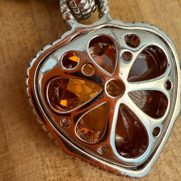 Citrine Heart Pendant Silver and Gold Necklace - Picture 12 of 13